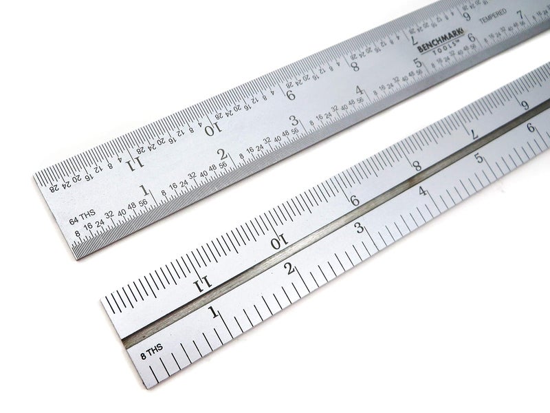Benchmark Tools 466484 12 inch Combination Square Blade Ruler 4R Markings 1/8, 1/16, 1/32, 1/64 Stainless Steel Non-Glare Satin Chrome Finish Compatible with Starrett, Mitutoyo, PEC, Brown and Sharp - Image 2